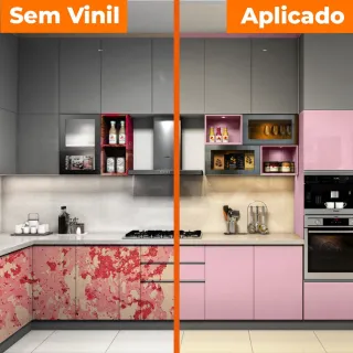 Revestimento Adesivo Lavavel Modelo Laca Alto Brilho Rosa Unico - Papel de Parede - Único