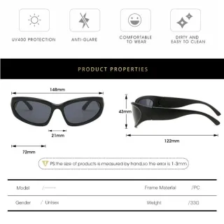 Óculos de Sol Retro Conjoined Cycling Sports Sunglasses Moda Personalidade Protetor Solar PC - Preto-azul