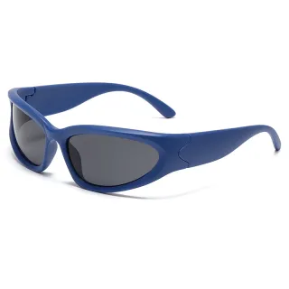 Óculos de Sol Retro Conjoined Cycling Sports Sunglasses Moda Personalidade Protetor Solar PC - Preto-azul