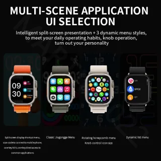 Relógio inteligente Apple Watch Ultra 8 Agenda Bluetooth Chamada Discagem - 8 Azul Ultra Claro+green alpin