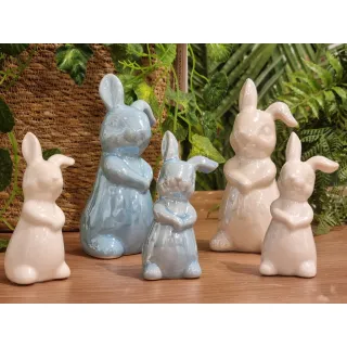 Porcelana Coelho Ornamento Estatueta Decorativo - Pequeno - Branco