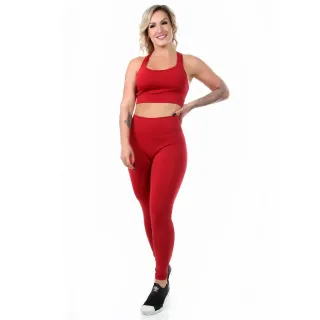 Roupas Femininas Conjunto Fitness Top e Calça Legging para Academia Ginástica A01 - A01 - Vermelho