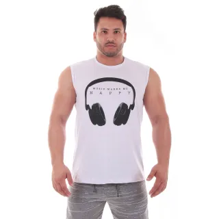 Estampada Camiseta Regata Masculina Verão Casual - BRANCO 2