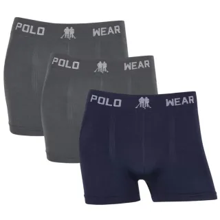 Cueca Boxer Masculina Polo Wear Kit 3 - Original Sem Costura - 2CINZA-1MARINHO