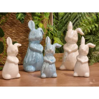 Porcelana Coelho Ornamento Estatueta Decorativo - Pequeno - Branco