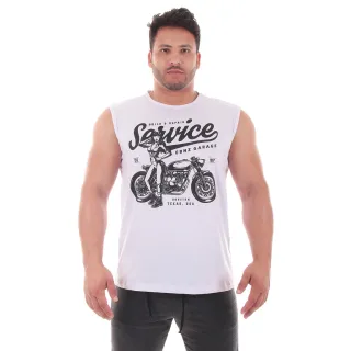 Estampada Camiseta Regata Masculina Verão Casual - BRANCO 2