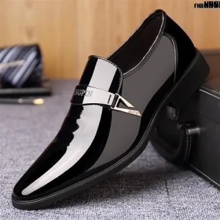 Sapatos de Altura Aumentada Aquecidos - Couro Preto Marrom Brilhante - Preto 6222