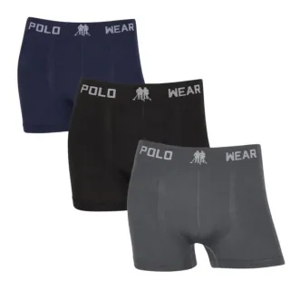 Cueca Boxer Masculina Polo Wear Kit 3 - Original Sem Costura - 2CINZA-1MARINHO