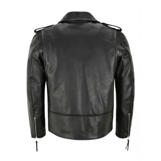 Casaco Masculino Moda Vintage Punk Couro Sintético Motocicleta Slim Fit - Preto