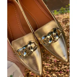 Atacado Sapatilha Rasteira Feminina Bico Fino - Promoção - Dourado