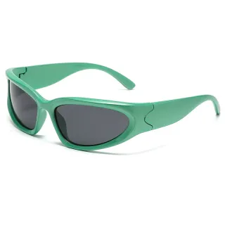 Óculos de Sol Retro Conjoined Cycling Sports Sunglasses Moda Personalidade Protetor Solar PC - Preto-azul