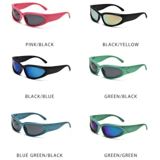 Óculos de Sol Retro Conjoined Cycling Sports Sunglasses Moda Personalidade Protetor Solar PC - Preto-azul