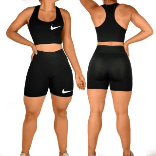 Topper top + short para academia, escolha a cor! - Preto/Cinza