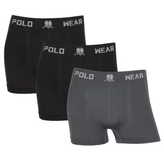 Cueca Boxer Masculina Polo Wear Kit 3 - Original Sem Costura - 2CINZA-1MARINHO