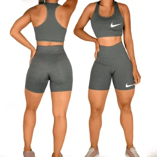 Topper top + short para academia, escolha a cor! - Preto/Cinza