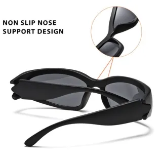 Óculos de Sol Retro Conjoined Cycling Sports Sunglasses Moda Personalidade Protetor Solar PC - Preto-azul