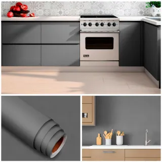 Revestimento Texturizado Lavável Adesivo Casca Cinza Escuro - Único