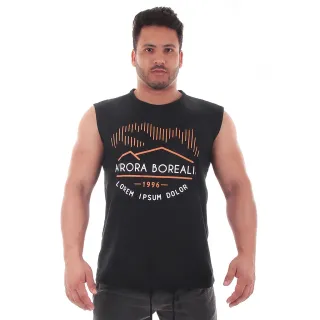 Estampada Camiseta Regata Masculina Verão Casual - BRANCO 2