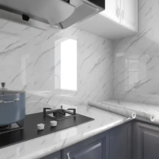 Rolo de Papel de Parede Autoadesivo Mármore Premium 4,5m x 60cm - Cinza