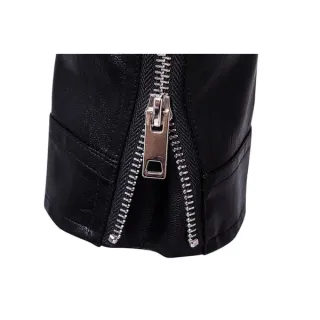 Casaco Masculino Moda Vintage Punk Couro Sintético Motocicleta Slim Fit - Preto