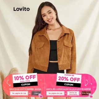 Jaqueta de Veludo Elegante com Bolso Texturizado - Lovito (Marrom) - Marrom