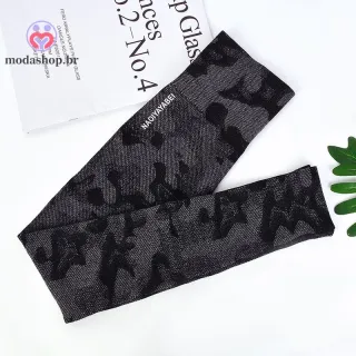 Legging Feminina Sem Costura Tie-dye Cintura Alta para Academia e Yoga - Azul