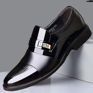Sapatos de Altura Aumentada Aquecidos - Couro Preto Marrom Brilhante - Preto 6222