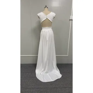 Vestido longo sem mangas V preto vermelho branco - Preto