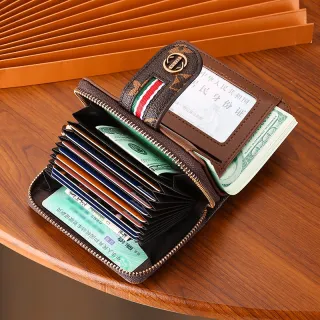 Porta-Cartões de Couro Pequeno com Zíper Curto - Capacidade Grande - 002-B