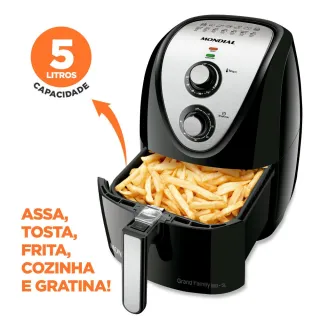 Air Fryer Grand Family Inox 5L 1900W - Fritadeira elétrica sem óleo - 110V