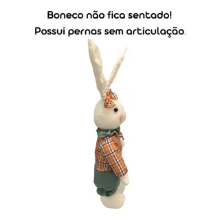 Decoração de Páscoa: Enfeite Coelho de Pelúcia 49cm - Branco
