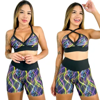 Estampas Conjunto Fitness Top e Short de Academia Cós Alto - 163-CST