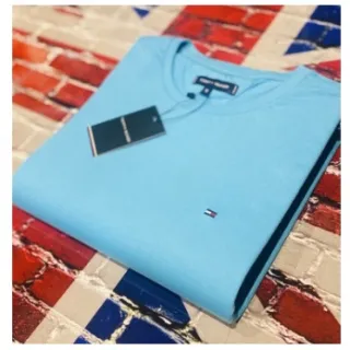 Camisa Masculina Tommy Hilfiger Peruana Fio 40.1 Com Elastano - MARINHO BASICA