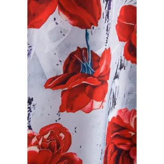 Camisa Manga Curta Vermelha e Branca Floral Solta - Tendência Boho Retro - C229