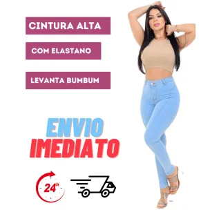 Calça Feminina Efeito Leg Sem Bolso Jeans - Lavagem Clara