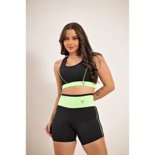 Conjunto ciclista feminino fitness (short e top) para academia - Azul
