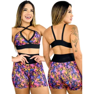 Estampas Conjunto Fitness Top e Short de Academia Cós Alto - 163-CST