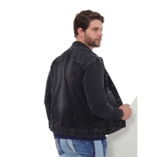 Jaqueta Vintage Masculina Jeans Preto com Rasgo - GG