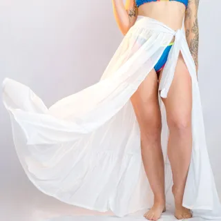 Saia aberta de amarrar 3 Marias para saída de praia - Azul