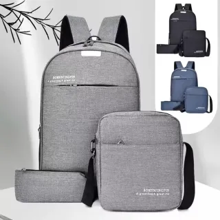 Conjunto de Mochila, Bolsa e Notebook Escolar - Masculina e Feminina - Preto