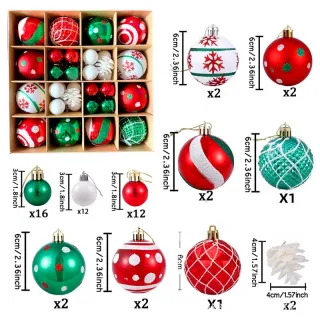 Conjunto de Ornamentos para Festa em Casa - 42pcs Bolas Grandes de Natal Multicor - E2#24PCS 6CM