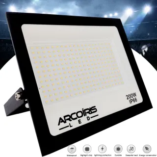 Refletor Led Bi-volt Branco Frio 200w - Kit com 02 unidades - Único