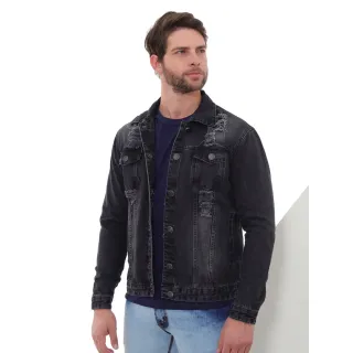 Jaqueta Vintage Masculina Jeans Preto com Rasgo - GG