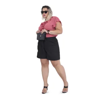 Shorts feminino com amarração em linho - Tamanhos do 44 ao 54 - Cru