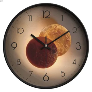 Estudo do Quarto de Sala: Relógio de Parede 30CM, Estilo Simples e Sem Ruído - F