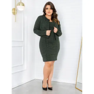 Blazer Plus Size + Vestido Regata Gola Quadrada - Verde Militar