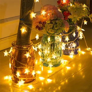 Luminária LED de Natal com Cordão de Fio de Luz, 20 Estrelas e 4 Metros - Decoração Encantadora - Colorido