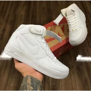 MEGA OFERTA: Bota Tênis Nike Air Force LV8 branco preto - Cano Alto Feminino Masculino - BRANCO/BRANCO