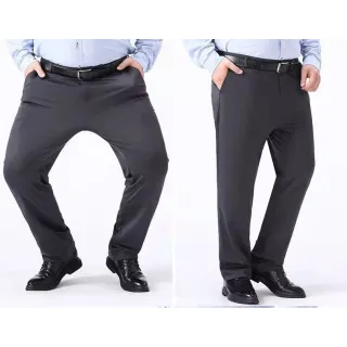 Mostrando Calça Reta de Alta Qualidade Masculina para Pai Gordo, Tamanho Extra Grande - Azul Marinho