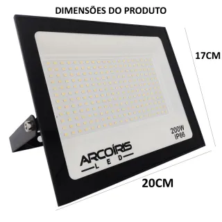 Refletor Led Bi-volt Branco Frio 200w - Kit com 02 unidades - Único